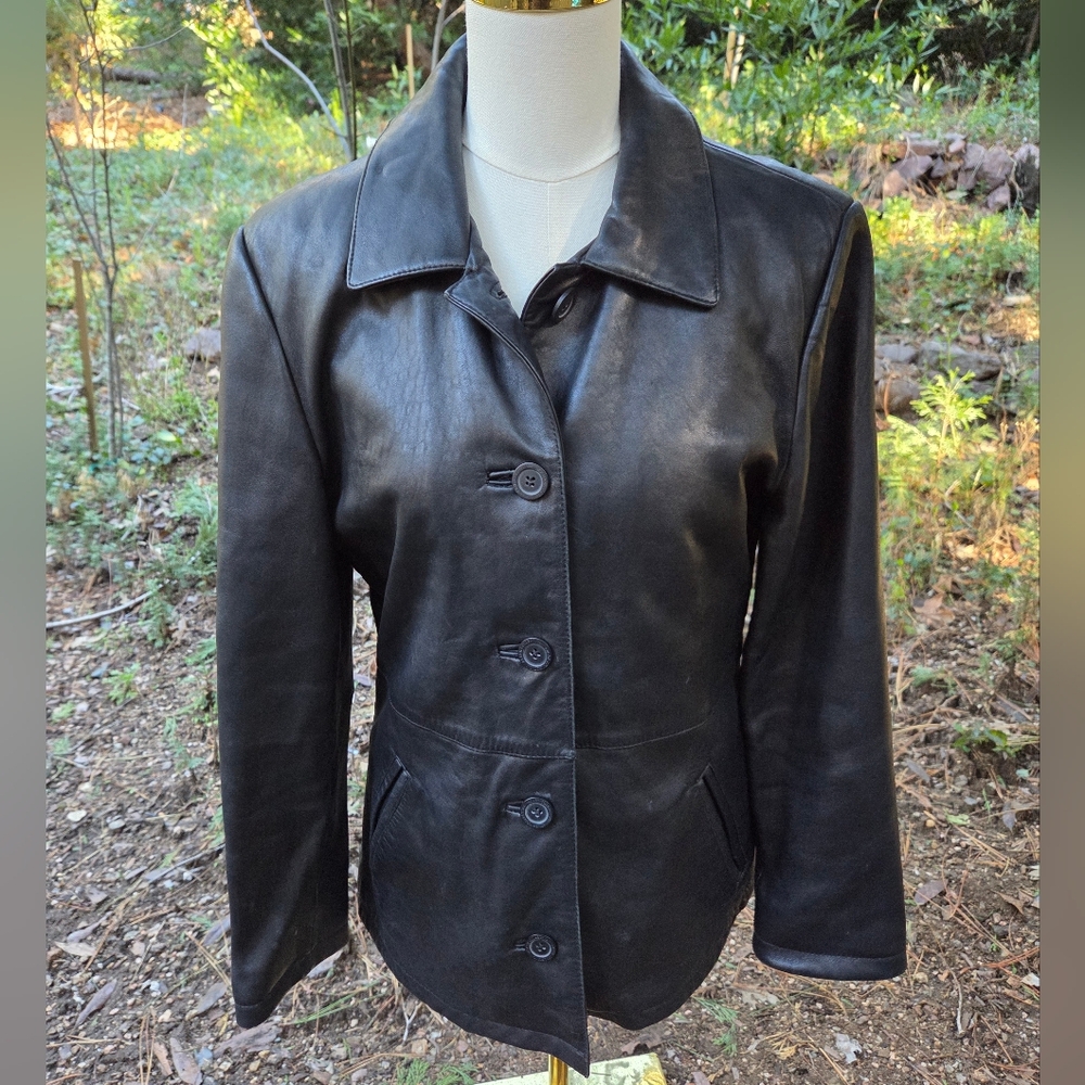 Adler Collection Classic Black Leather Women's‎ Jacket Size Medium